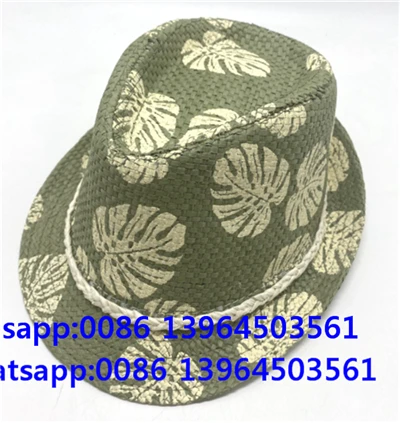 Kapelusz Fedora z nadrukiem liści palmowych, oddychający