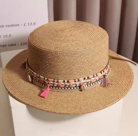 Boho Chic Brązowy Papierowy Słomkowy Kapelusz Damski