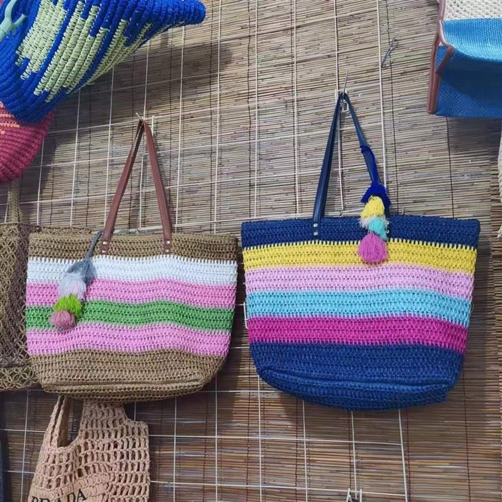 Kolorowa tęczowa damska duża torba plażowa