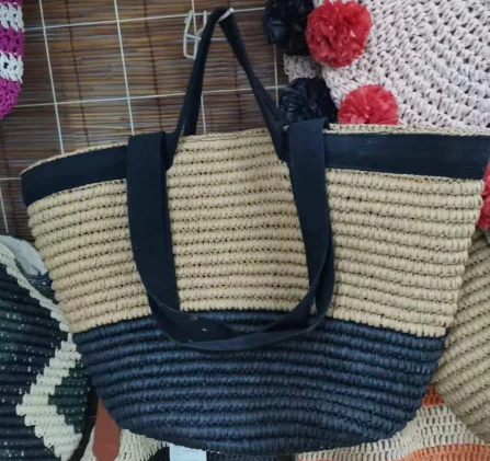 Czarna bawełniana taśma Big Women Beach Bag
