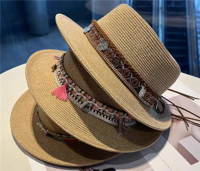 Boho Brązowy Słomkowy Kapelusz Plażowy Damski