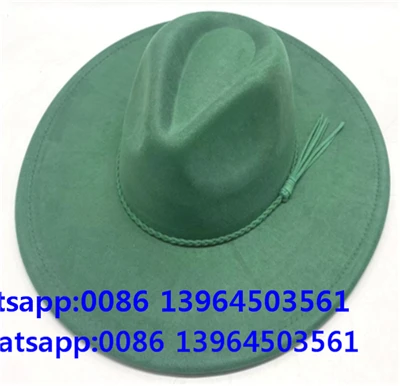 Zielony, elegancki kapelusz typu fedora z ochroną przeciwsłoneczną