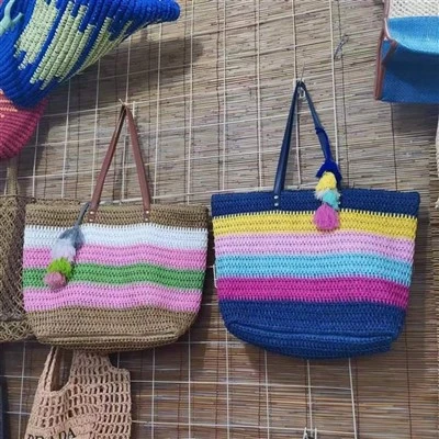 Kolorowa tęczowa damska duża torba plażowa
